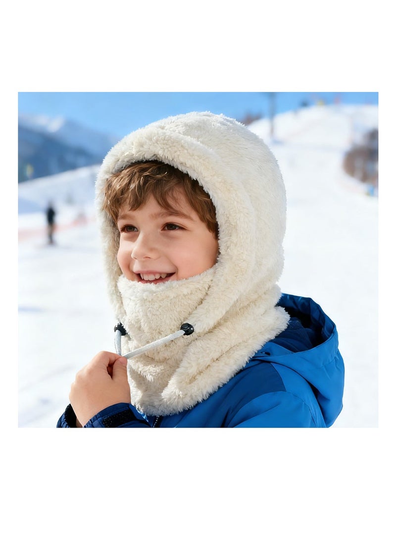 بينكو كمامات واند برووف، باليكلاڤا حرارية من الفراء، مع خيط تضبط، قبعة سنيود، دافئ للرقبة، سنيود حراري للفناء والجليد، للزِّلّة، ركوب التزلج على الثلج، ركوب الدراجات النارية، المشي في البرية، العمل في الهواء الطلق (الحجم M، الأبيض) - Image 2